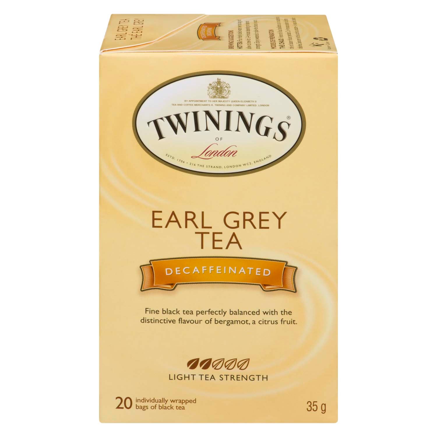 Thé Earl Grey décaféiné Twinings 20 sachets (35 g)