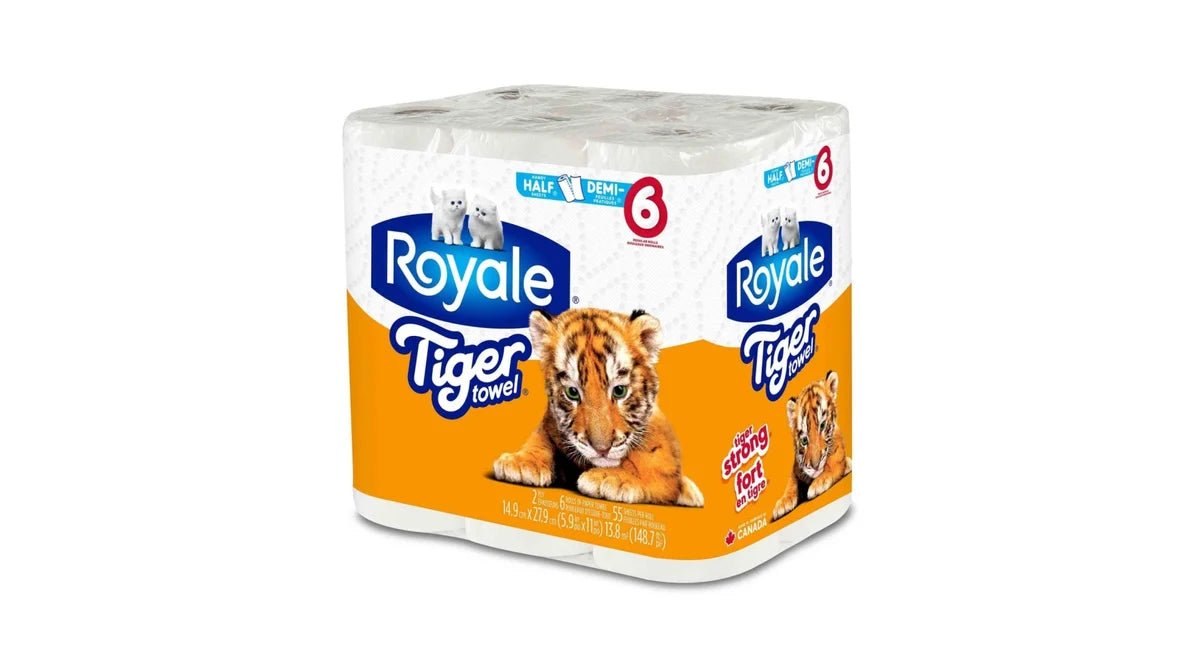 Royale Tiger Paper Towel 6LR=9R HS 2Ply 83S (6Rolls) - Brandco Direct Inc