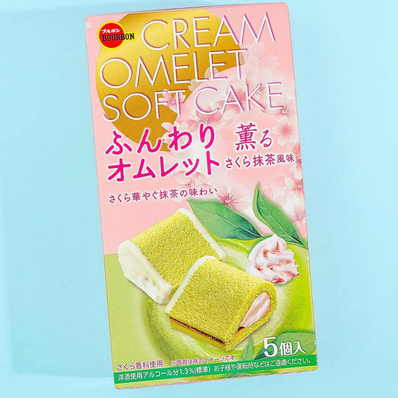 Bourbon Omel Soft Cake Matcha Cake with Sakura Flavor Cream(142g) - Brandco Direct Inc