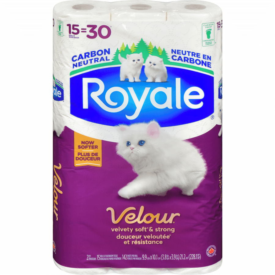 Royale Velour Toilet Paper 15DR=30R 2Ply 142S (15Rolls) - Brandco Direct Inc