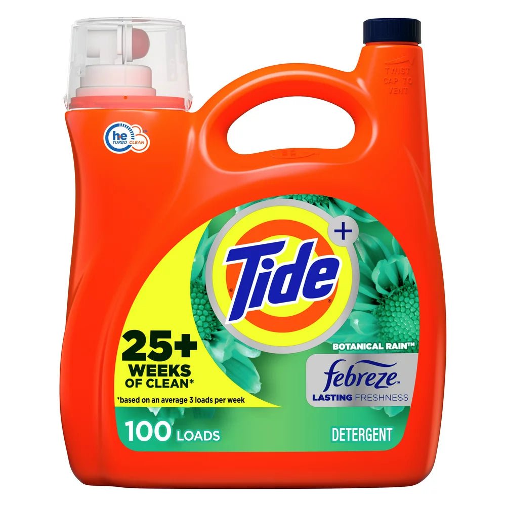 Tide Liquid Laundry Detergent High Efficiency Febreze Botanical Rain 100 Ld (4.55L) - Brandco Direct Inc