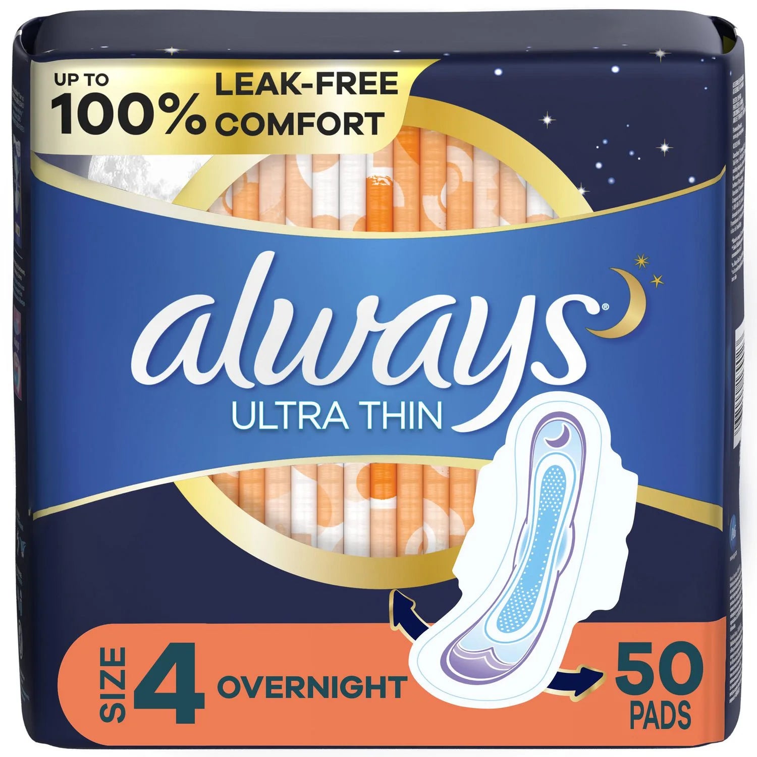 Always Ultra Thin Size 4 Overnight Flexi Wings Unscent Pads (16ct)