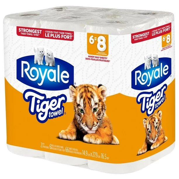 Royale Tiger Paper Towel 2Ply 6R=8R 66S HHT (6 Roll) - Brandco Direct Inc