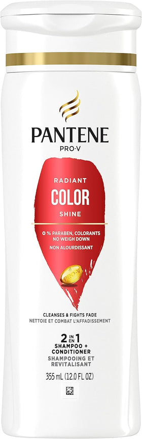 PANTENE PRO-V Radiant Color Shine 2 in 1 Shampoo + Conditioner, 12.0oz/355mL