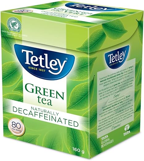 Tetley Naturally Decaffeinated Green 80's (160g)