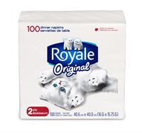 Royale Dinner Napkins 2Ply (100's) - Brandco Direct Inc