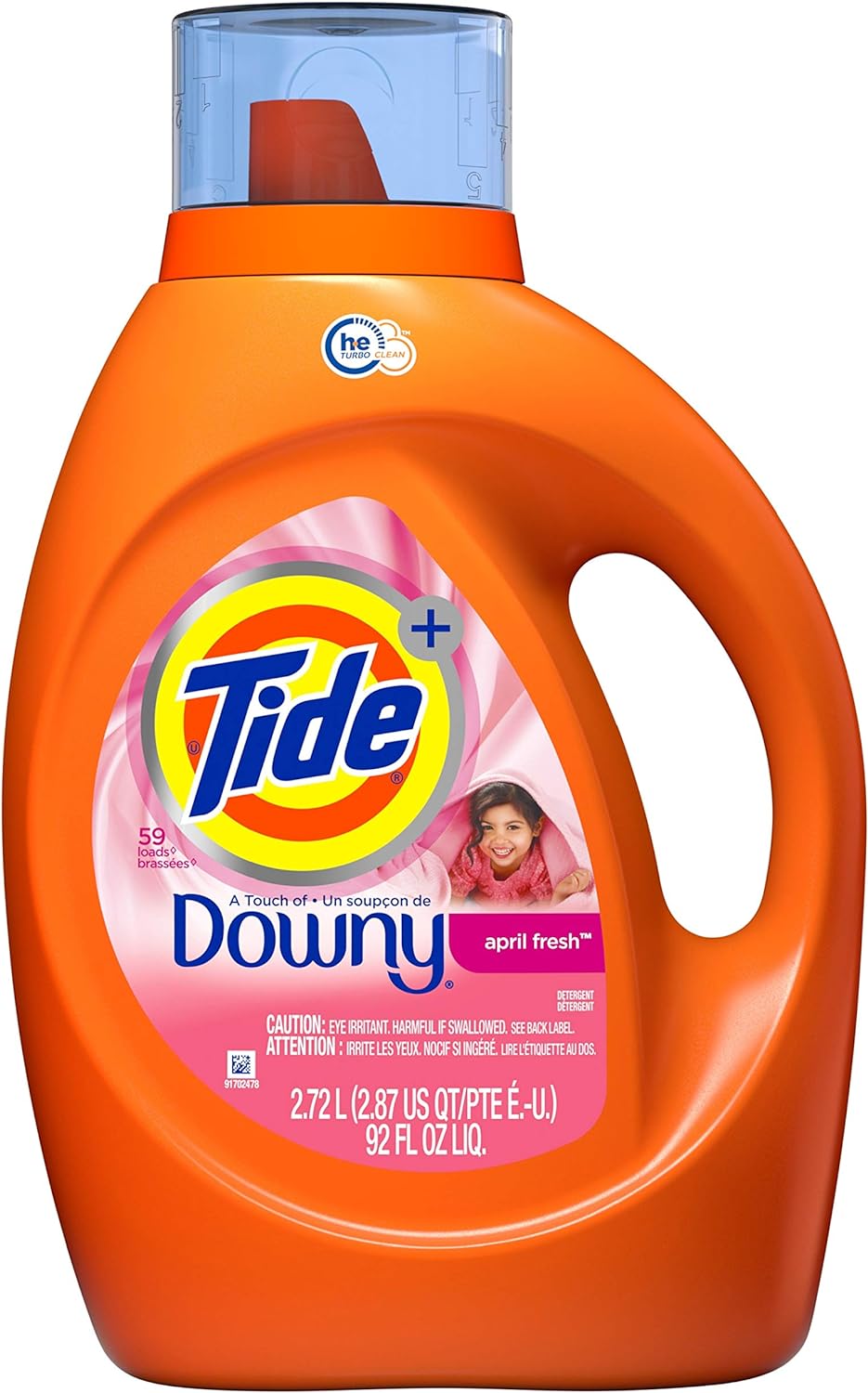 Détergent à lessive liquide Tide haute efficacité avec Downy April Fresh 59 Ld (2,72 L)