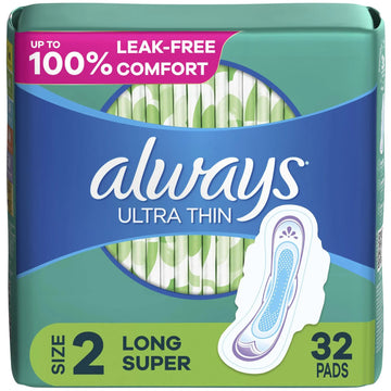 Always Ultra Thin Size 2 Long Super Unscent Flexi Wing Pads (20ct) - 0