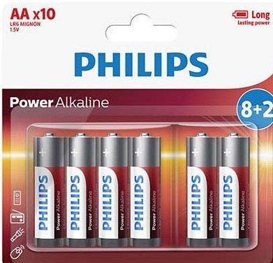 Philips Power Alkaline Battery AA 8+2 Blister (10ct) - Brandco Direct Inc