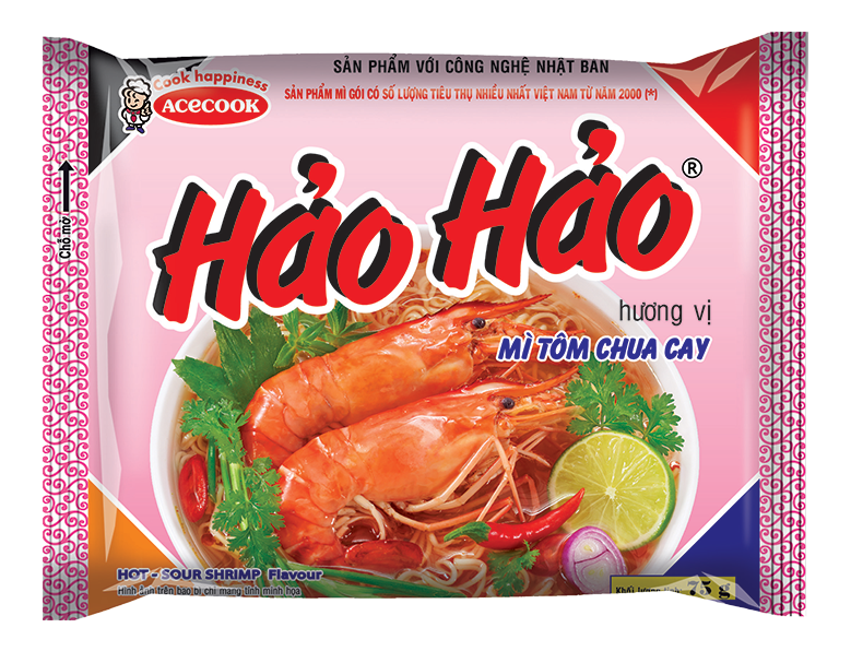 Acecook Hao Hao Hot & Sour Shrimp Vietnamese Instant Noodles 77g (Pack of 5) x 2 - 0
