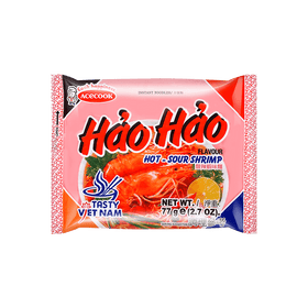 Acecook Hao Hao Hot & Sour Shrimp Vietnamese Instant Noodles 77g (Pack of 5) x 2 - Brandco Direct Inc