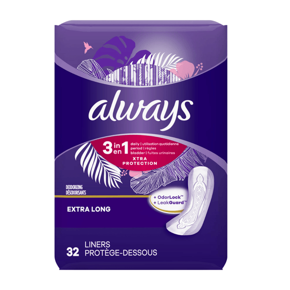Always 3in1 Xtra Protection Extra Long Liners (32ct) - Brandco Direct Inc