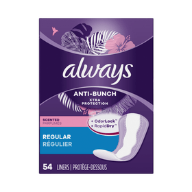 Always Anti Bunch Xtra Protection Liners Regular (54') - Brandco Direct Inc