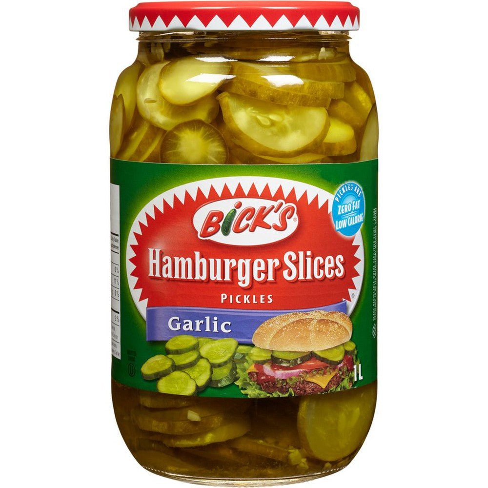 Bicks Hamburger Slices Pickles Garlic (1L) - Brandco Direct Inc