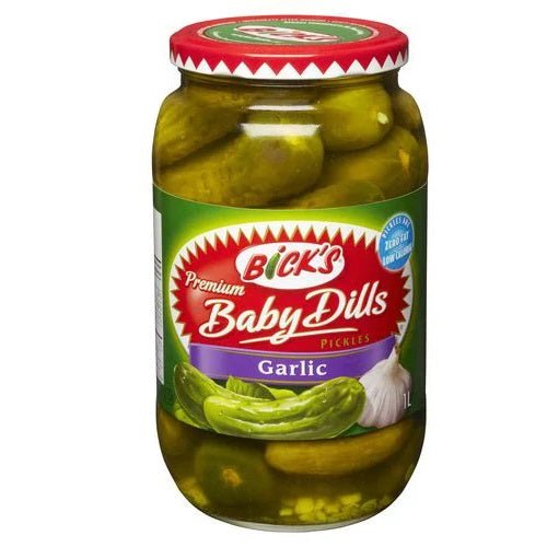 Bicks Premium Baby Dills Pickles Garlic (1L) - Brandco Direct Inc