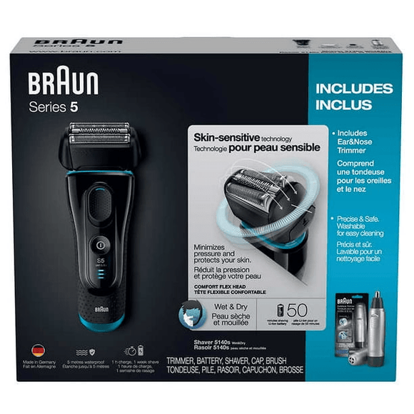 Braun Series 5 Men's Electric Shaver Set – Includes Shaver and Nose Hair Trimmer - Brandco Direct Inc