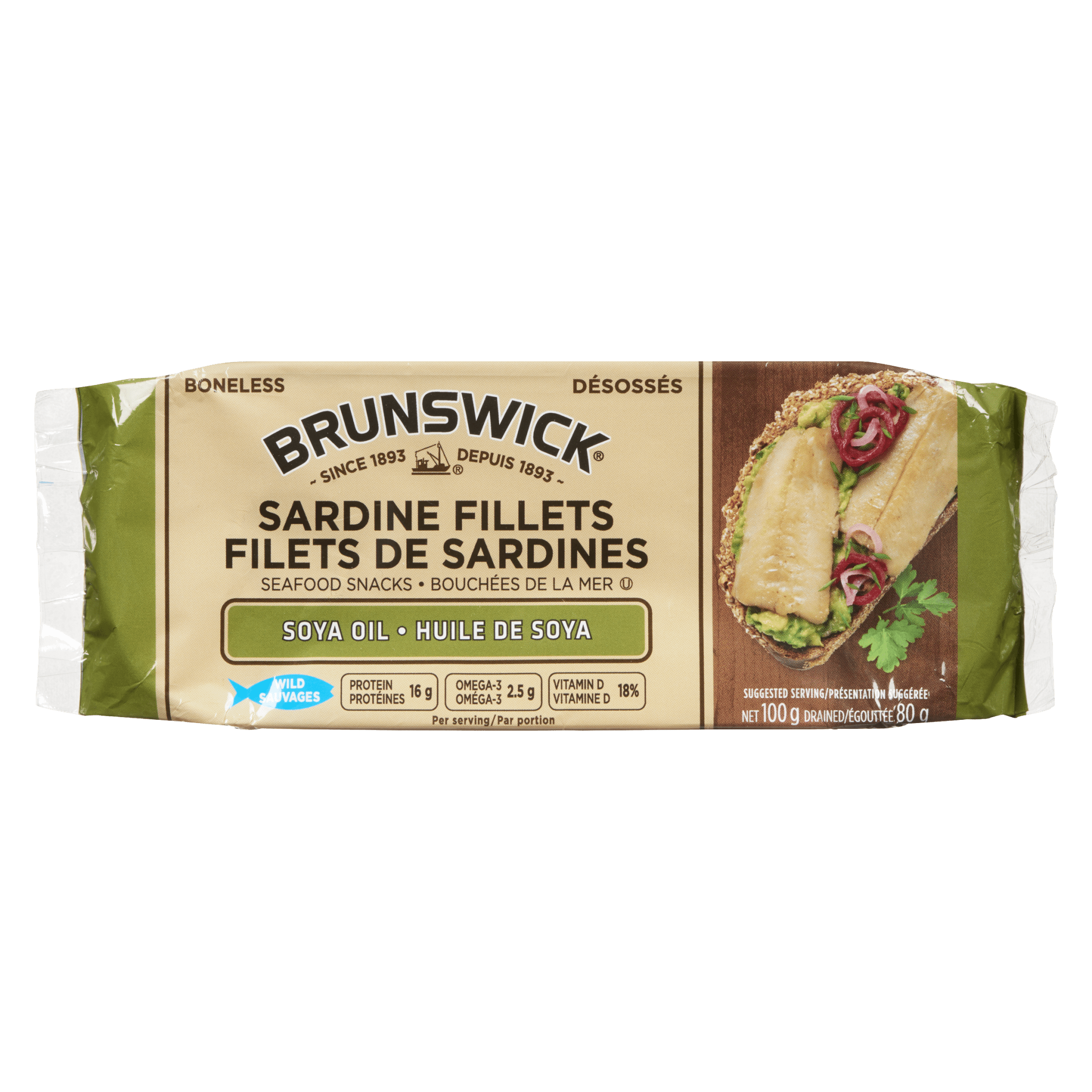 Brunswick Sardine Fillets In Soya Oil (100g) - Brandco Direct Inc