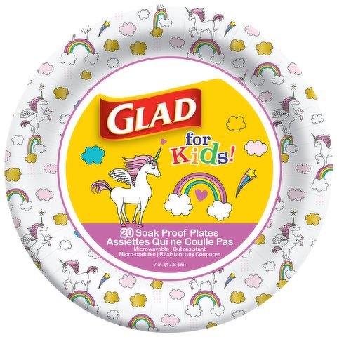 Glad Kid Plates Unicorn - 7inch Plates (20 Ct) - Brandco Direct Inc