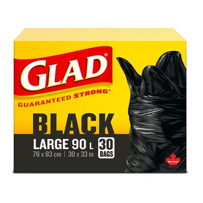 Glad Easy - Tie Large Garbage Bag Black (30ct) - Brandco Direct Inc