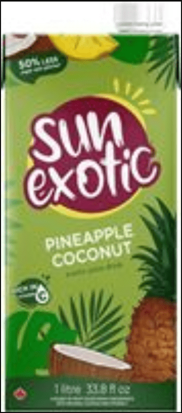 Sun Exotic Pineapple Coconut Juice 50% Less Sugar (1L);T15xH5 - Brandco Direct Inc