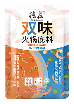 De Zhuang Hot Pot Base Spicy 45°/ Shrimp (2x150g) - Brandco Direct Inc