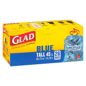 Glad Blue ForceFlex Tall Garbage 45L (26's) - Brandco Direct Inc