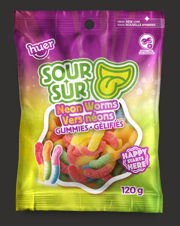 Huer Sour Neon Worms (120g)