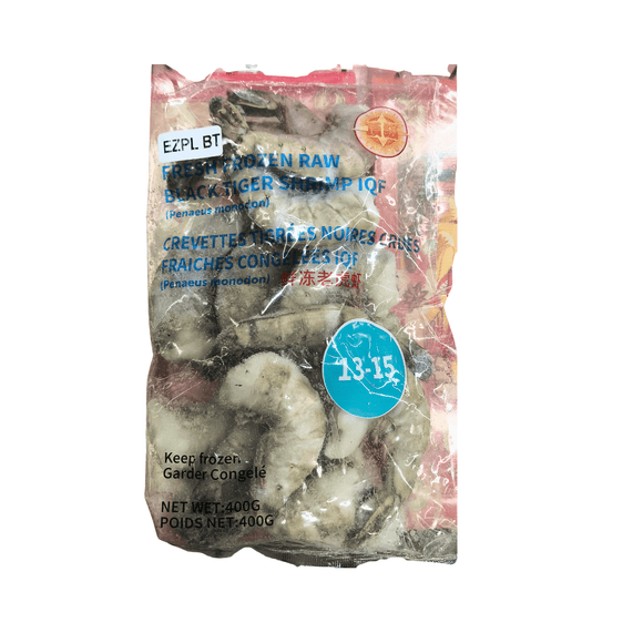 Fresh Frozen Raw Black Tiger Shrimp Headless 400g - Brandco Direct Inc