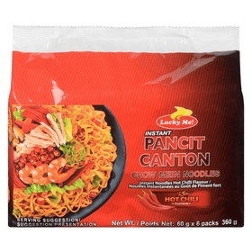 Lucky Me! Instant Pancit Canton Hot Chili Flavour 60g x 6 * 2 Pack - Brandco Direct Inc