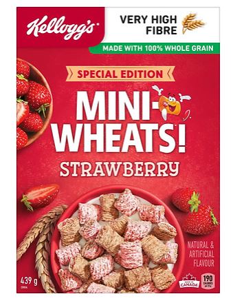 Kelloggs Mini Wheat Strawberry Cereal (439g) - Brandco Direct Inc