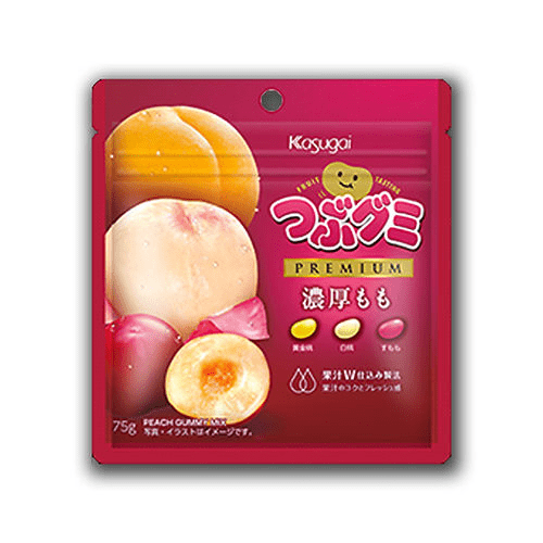Kasugai Tsubu Gummy Premium Thick Peach (75g) - Brandco Direct Inc