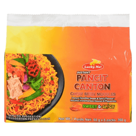 Lucky Me! Instant Pancit Canton Sweet & Spicy Flavour 60g x 6 * 2 Pack - Brandco Direct Inc