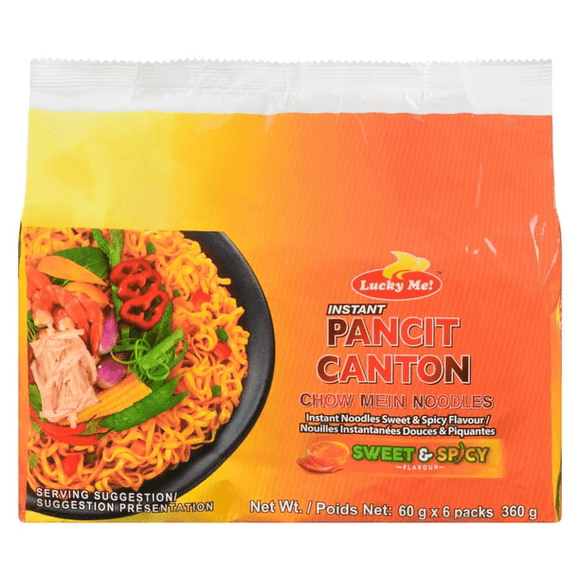 Lucky Me! Instant Pancit Canton Sweet & Spicy Flavour 60g x 6 * 2 Pack - Brandco Direct Inc