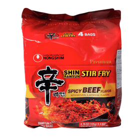 Nongshim Shin Ramyun Spicy Beef Flavor Stir - Fry Noodle (135gx4) - Brandco Direct Inc