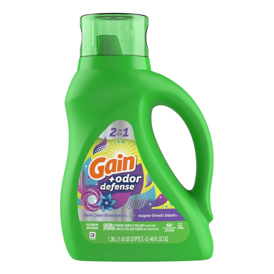 Gain Liquid Laundry Detergent High EfficiencyOdor Def Super Frsh 32Loads(1.36L) - Brandco Direct Inc