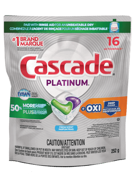 Cascade Dishwasher Detergent Oxi Fresh 16CT (252g) - Brandco Direct Inc