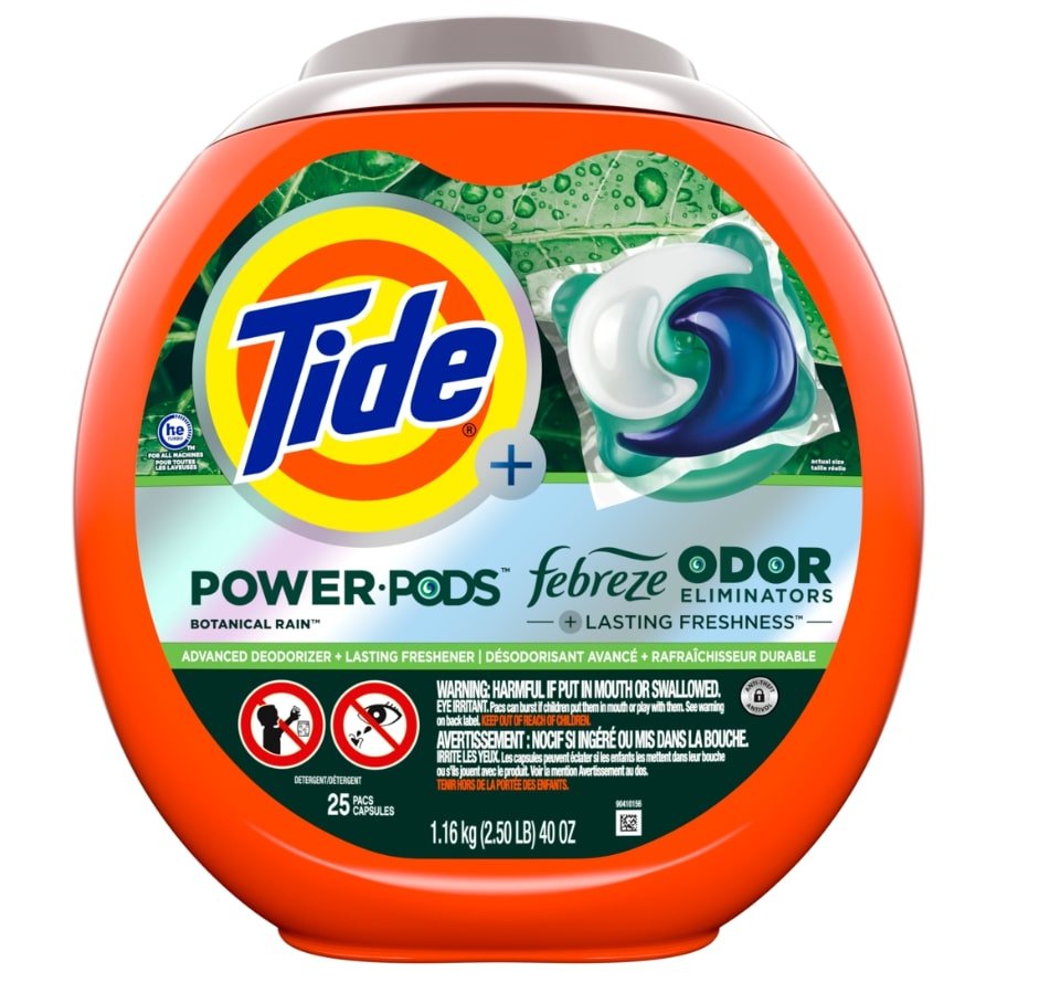 Tide Pods Febreze Sport Botnical Rain 25ct(1.16Kg) - Brandco Direct Inc