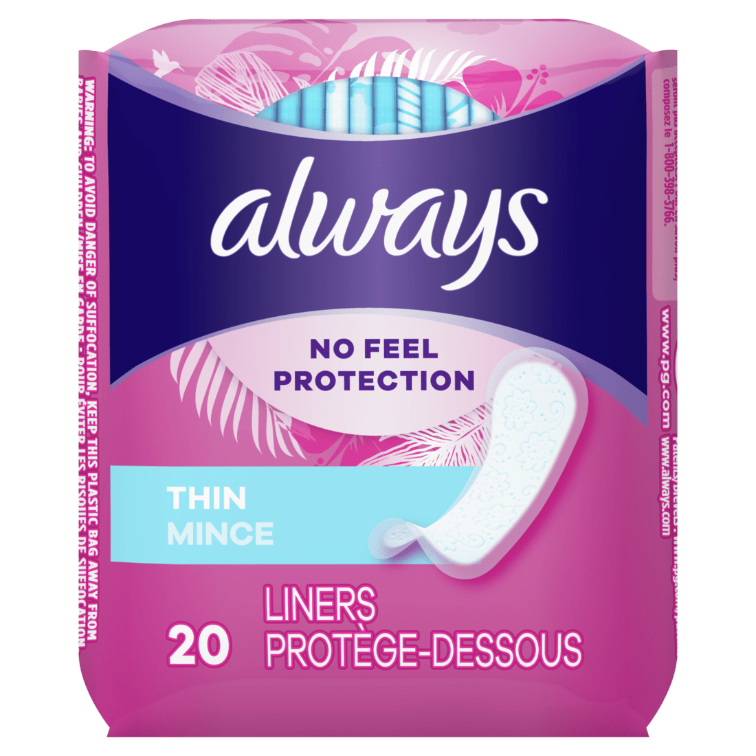 Always Daily No Feel Thin Regular Liners 2PK(20ct) - Brandco Direct Inc