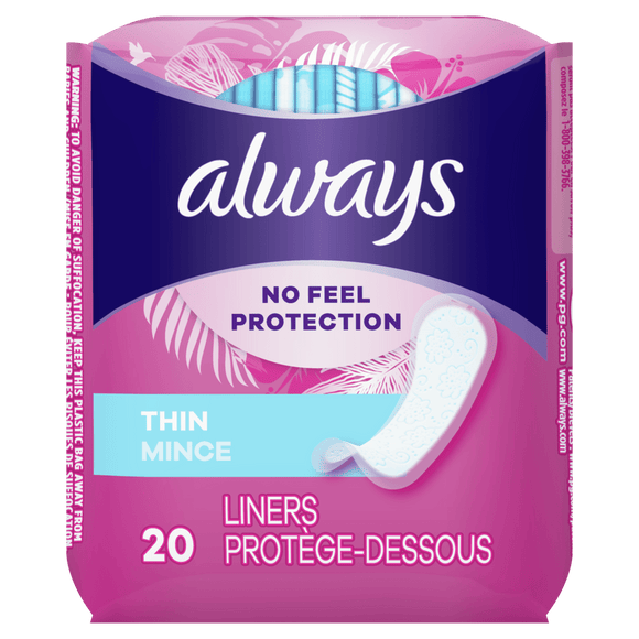 Always Daily No Feel Thin Regular Liners 2PK(20ct) - Brandco Direct Inc