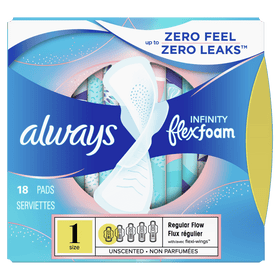 Always Infinity Flexfoam Regular Size 1 Unscented (18ct) - Brandco Direct Inc