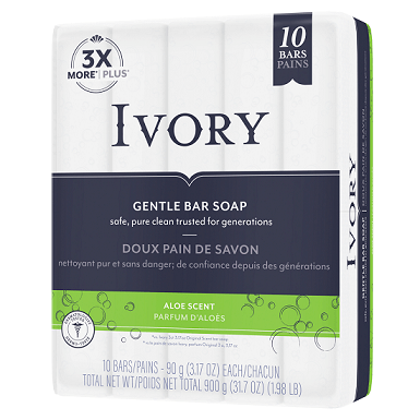 Ivory Gentle Bar Soap Aloe Scent (10x90g) - Brandco Direct Inc