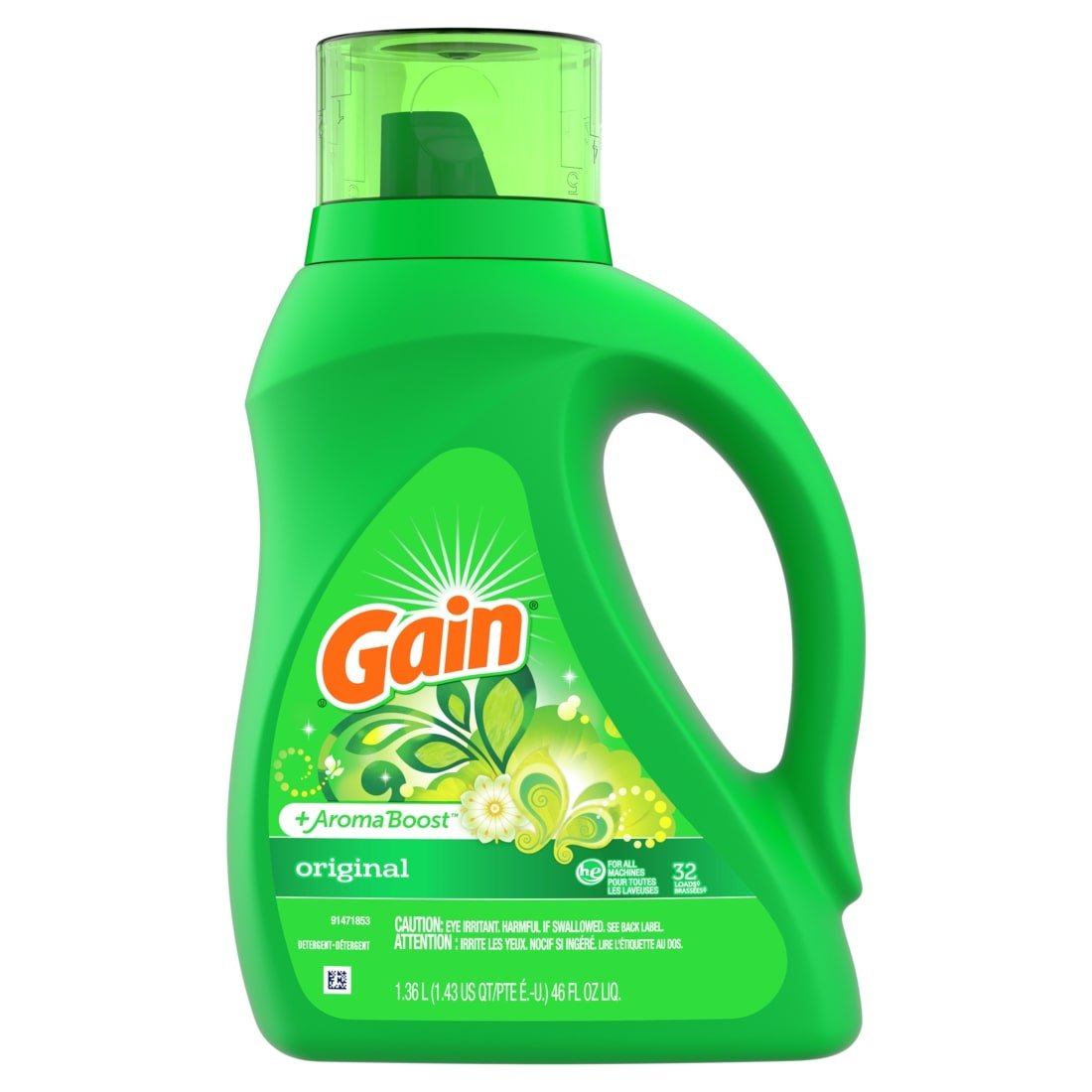 Gain Liquid Laundry Detergent High EfficiencyAroma Boost Org 32 load (1.36L) - Brandco Direct Inc