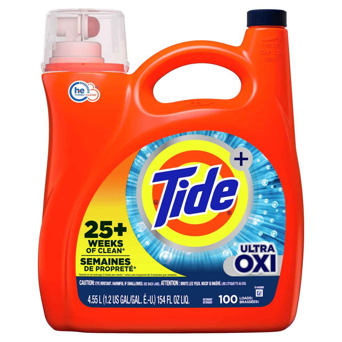 Tide Ultra Oxi Liquid Laundry Detergent 100 Loads (4.55L) - Brandco Direct Inc