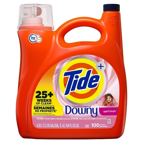 Tide Liquid Laundry Detergent Downy April Fresh 100 Loads (4.55L) - Brandco Direct Inc