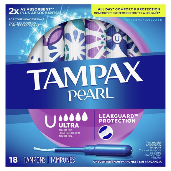 Tampax Pearl Ultra Unscented Tampons (18's) - Brandco Direct Inc