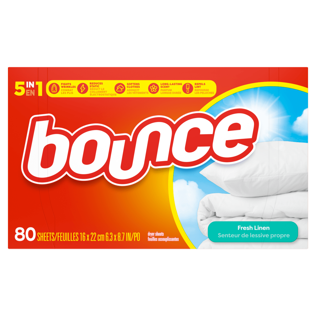 Bounce 5in1 Fresh linen Dryer Sheets (80s) - Brandco Direct Inc