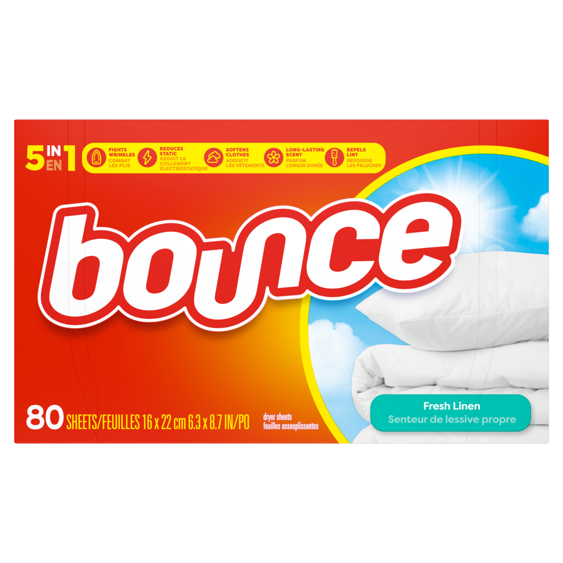 Bounce 5in1 Fresh linen Dryer Sheets (80s)