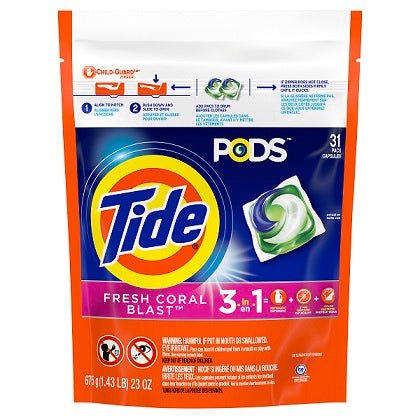 Tide Pods Fresh Coral Blast 31ct (675g) - Brandco Direct Inc