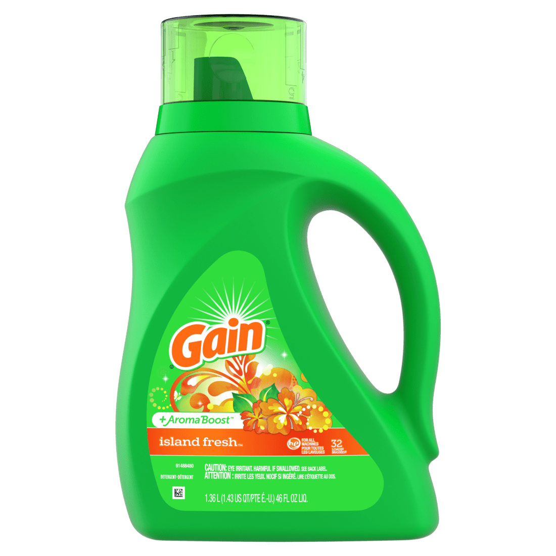 Gain Liquid Laundry Detergent High Efficiency Aroma Island Fresh 32 Loads (1.36L) - Brandco Direct Inc