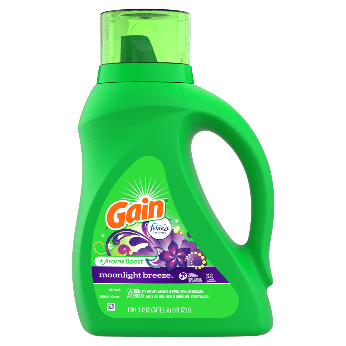 Gain Liquid Laundry Detergent High Efficiency Aroma Moonlight Brz 32 Loads(1.36L) - Brandco Direct Inc